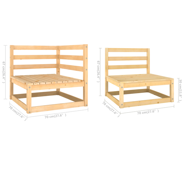 7 Piece Garden Lounge Set Solid Pinewood Patio Furniture Sets