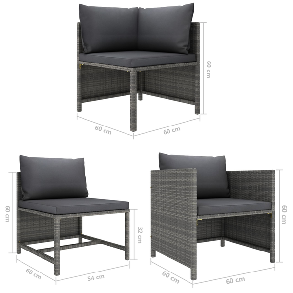 7 Piece Garden Lounge Set With Cushions Poly Rattan Grey Patio Furniture Sets