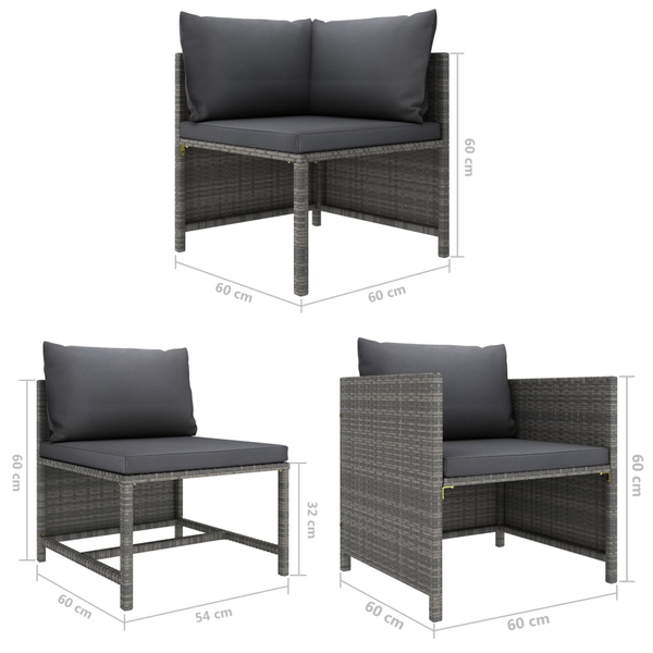 7 Piece Garden Lounge Set With Cushions Poly Rattan Grey Patio Furniture Sets