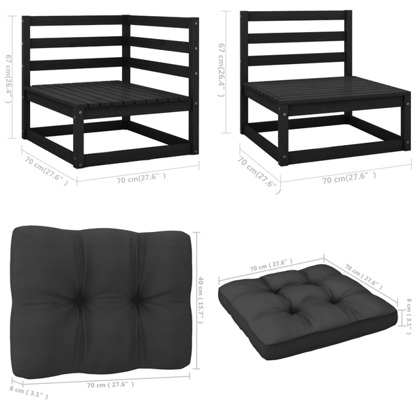 7 Piece Garden Lounge Set With Cushions Solid Pinewood Patio Furniture Sets