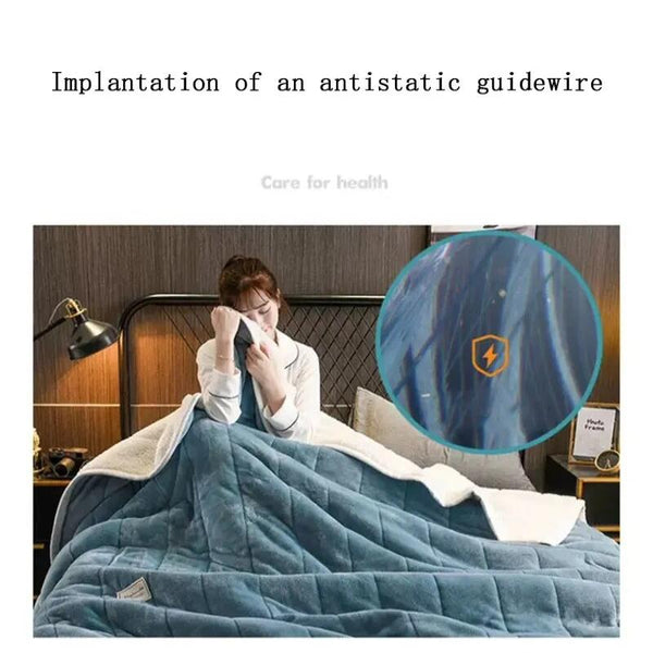 Light Blue Coral Fleece Blanket Warm Flannel Quilt 120X200cm For Autumn Winter Blankets