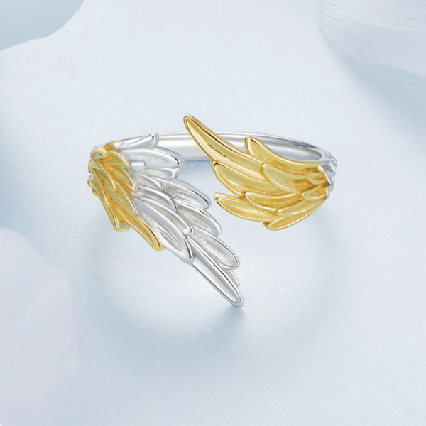 Veile Studios Original 14K Gold Plated Wing Opening Ring For Men And Women In Silver Rings