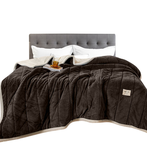 Dark Brown Fleece Blanket Autumn Winter Warm 3 Layers Thicken Flannel 120X200cm Blankets
