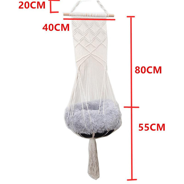 Boho Style Cat Swing Hanging Macrame Pet Bed Holder Pet Beds