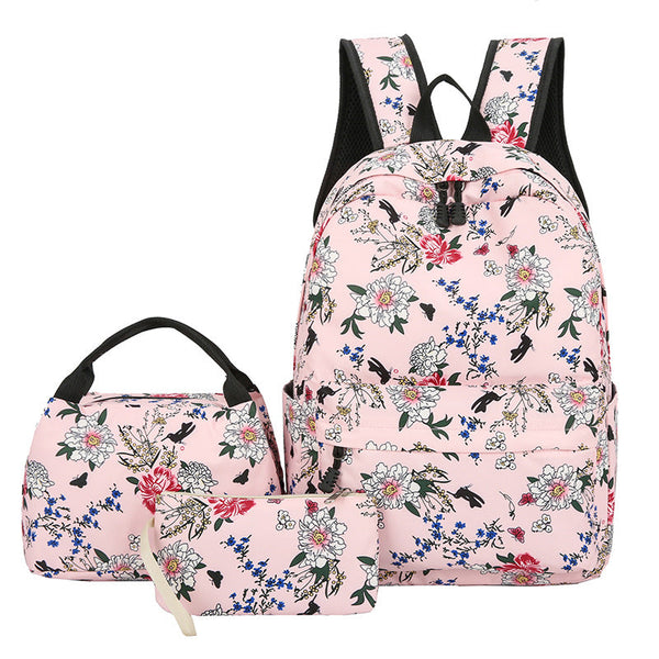 Floral Bags Schoolbag Backpack Lunch Wallets Medium Capacity Oxford Backpacks