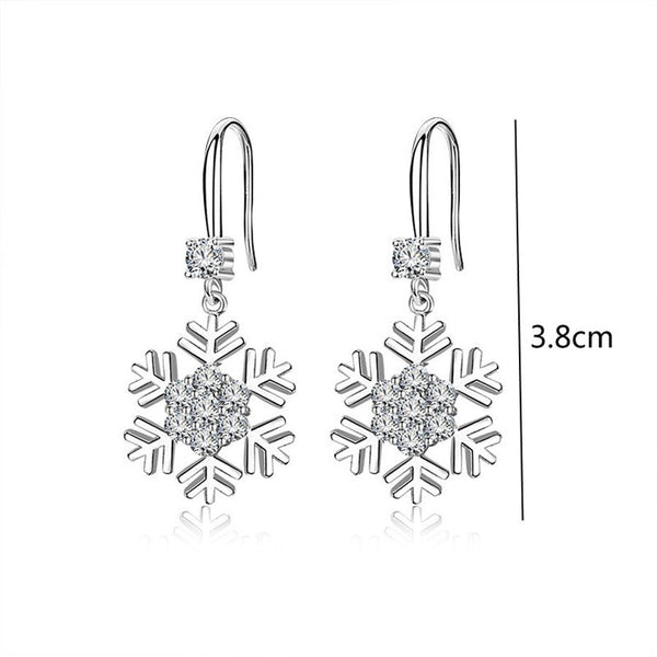 Temperament Snowflake With Rhinestones Fashion Christmas For Women Earrings