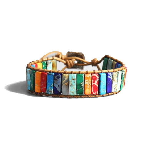 Veile Studios 7 Chakra Natural Stone Tube Beads Bracelet Bracelets