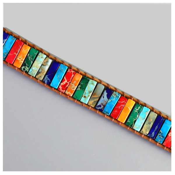 Veile Studios 7 Chakra Natural Stone Tube Beads Bracelet Bracelets