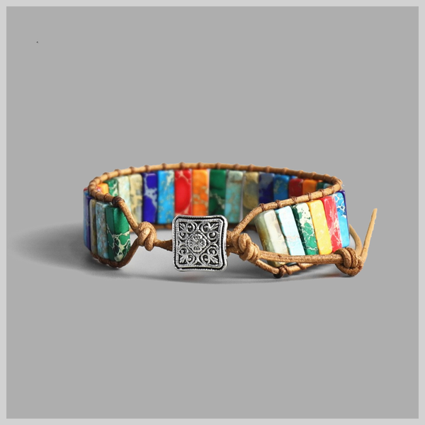 Veile Studios 7 Chakra Natural Stone Tube Beads Bracelet Bracelets