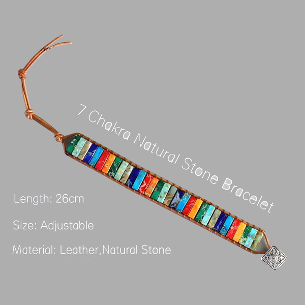 Veile Studios 7 Chakra Natural Stone Tube Beads Bracelet Bracelets