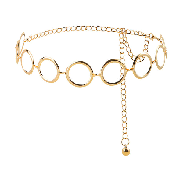 Veile Studios Fashion Circle Metal Waist Chain Belt Women Decorative Dress Hollow Accessories Body Chains