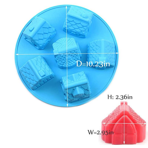 Silicone 3D Christmas Mini Gingerbread House Village Cake Chocolate Baking Mold Muffin Pans & Baking Moulds