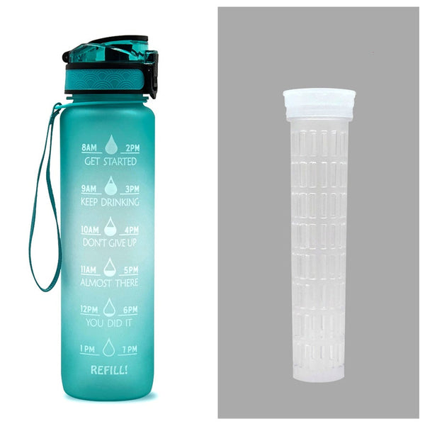 1 Litre Tritan Water Bottle With Time Marker For Sports And Fitness Activities Water Bottles
