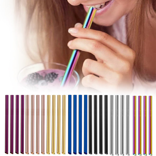 7Pcs Boba Bubble Tea Straw Extra Wide Stainless Steel Metal Reusable Straws Pack Other Kitchen Gadgets
