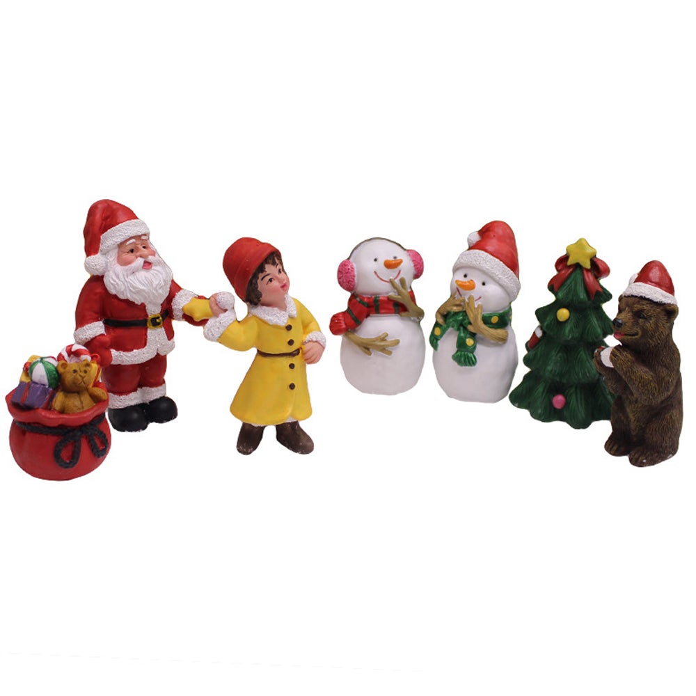 7 Pieces Christmas Garden Statue Resin Figurine Sculpture For Holiday Seasonal Decorations