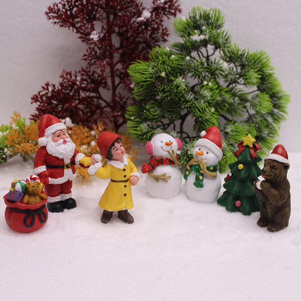 7 Pieces Christmas Garden Statue Resin Figurine Sculpture For Holiday