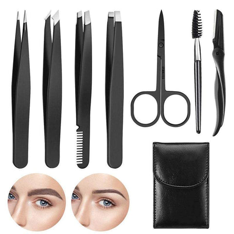 Eye Care 7Pcs Eyebrow Scissors Grooming Kit With Package Bag Stainless Steel Trimmer Tools Eyebrow Liner & Definition