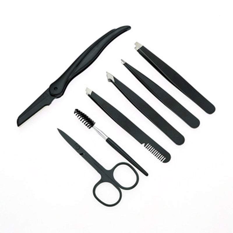 Eye Care 7Pcs Eyebrow Scissors Grooming Kit With Package Bag Stainless Steel Trimmer Tools Eyebrow Liner & Definition