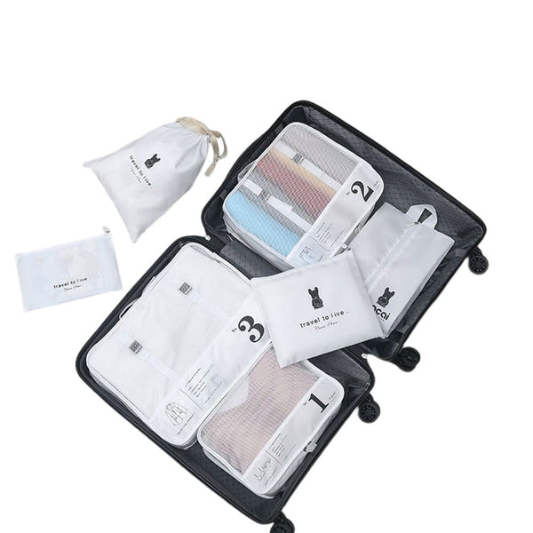 7 Pieces Luggage Organiser Underwear Storage Bags Packing Cubes Travel Pouches Set Packing Organisers