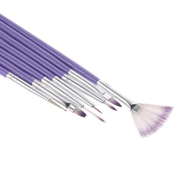 Nail Art Tools Nail Art Kits Sets 7Pcs Purple Design Brush Acrylic Pen For Painting Dotting Gradient Colour Nylon Fan Shape Diy Tools