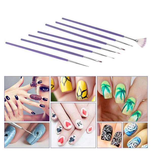 Nail Art Kits Sets 7Pcs Purple Design Brush Acrylic Pen For Painting Dotting Gradient Colour Nylon Fan Shape Diy Tools Nail Art Tools