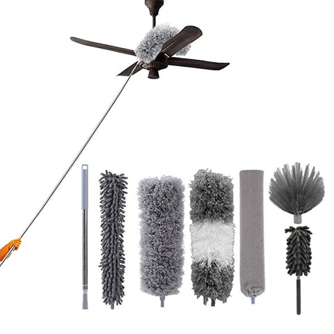 7Pcs Retractable Feather Duster Dusting Brush For Cleaning Ceiling Fan High Furniture Cars