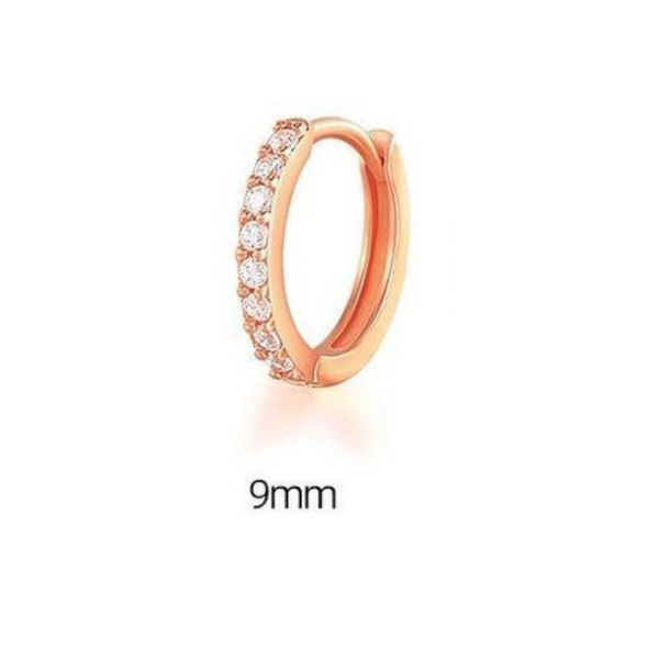 7Sizes Hoop Earring Silver Zirconia Huggie Cartilage Piercing Jewellery Champagne 9Mm Earrings