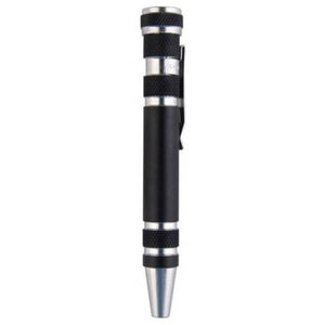 8 In 1 Aluminum Pen Style Screw Driver Black