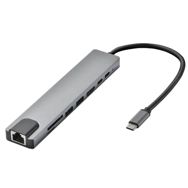 8 In 1 Usb C Hub Type To Hdmi Compatible Rj45 Ethernet 3.0 Ports Sdtf Card Reader Pd Power Delivery For Macbook Pro Usb Cables Hubs & Adapters