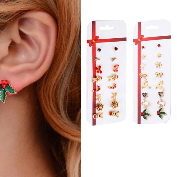 Earrings 8 Pairs / Set Christmas Cute Stud Gift Women Jewelry