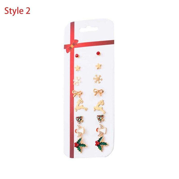 Veile Studios 8 Pairs / Set Christmas Cute Gift Women Jewelry Earrings