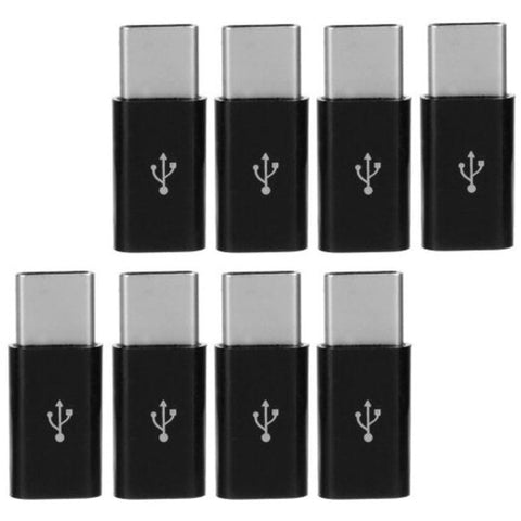 8 Pcs Type C Male To Micro Usb Female Connector Adapter Black
