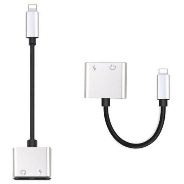8 Pin 2 In1 Dual Adapter Charging Splitter For Iphone X / 7 Plus Silver Cables & Adapters
