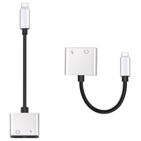 8 Pin 2 In1 Dual Adapter Charging Splitter For Iphone X / 7 Plus Silver Cables & Adapters