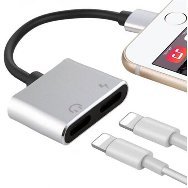 8 Pin 2 In1 Dual Adapter Charging Splitter For Iphone X / 7 Plus Silver Cables & Adapters