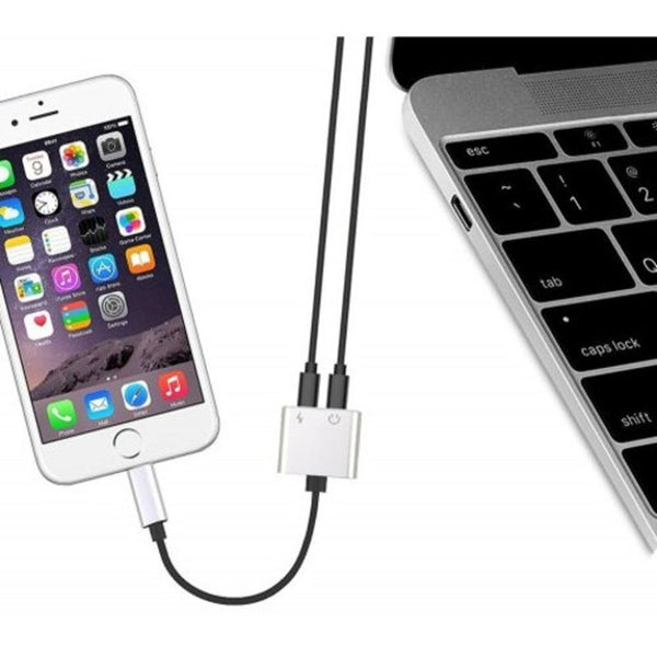 8 Pin 2 In1 Dual Adapter Charging Splitter For Iphone X / 7 Plus Silver Cables & Adapters