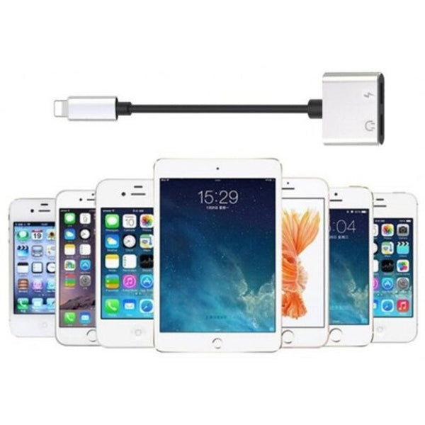 8 Pin 2 In1 Dual Adapter Charging Splitter For Iphone X / 7 Plus Silver Cables & Adapters