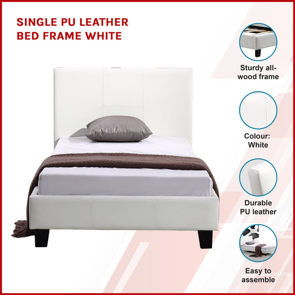 Single Pu Leather Bed Frame White Single Bed Frames