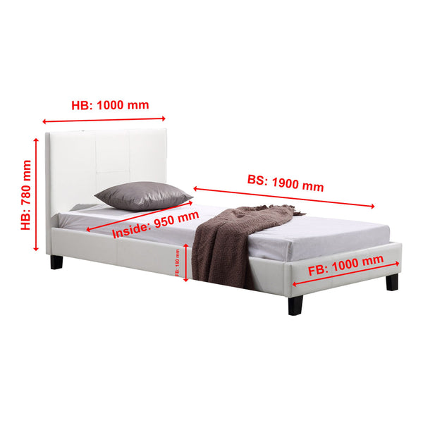 Single Pu Leather Bed Frame White Single Bed Frames