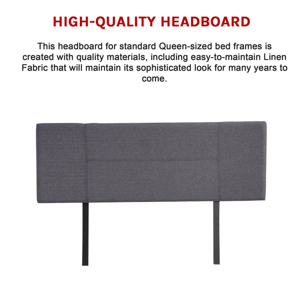 Linen Fabric Queen Bed Headboard Bedhead Grey Headboards & Footboards