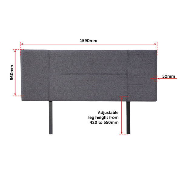 Linen Fabric Queen Bed Headboard Bedhead Grey Headboards & Footboards