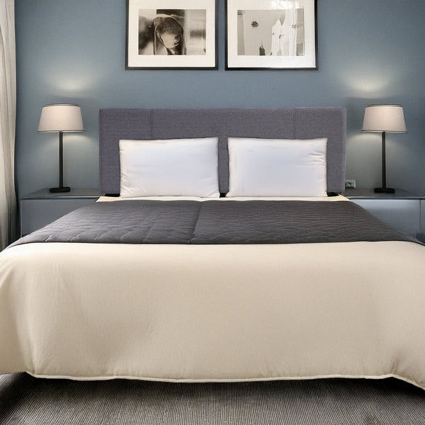 Linen Fabric Queen Bed Headboard Bedhead Grey Headboards & Footboards