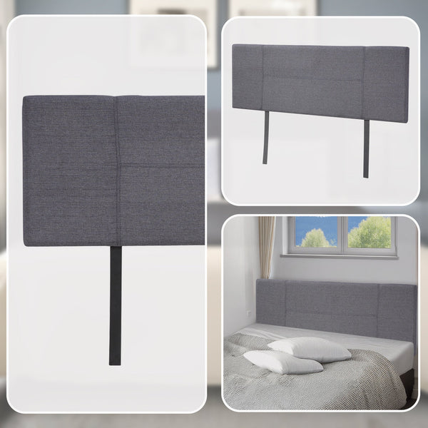 Linen Fabric Queen Bed Headboard Bedhead Grey Headboards & Footboards