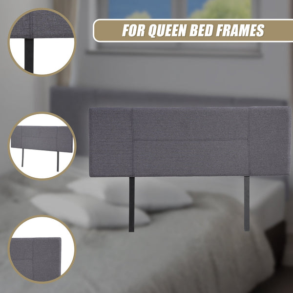 Linen Fabric Queen Bed Headboard Bedhead Grey Headboards & Footboards