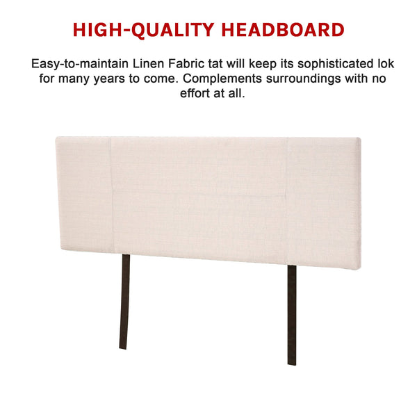 Linen Fabric Queen Bed Headboard Bedhead Beige Headboards & Footboards