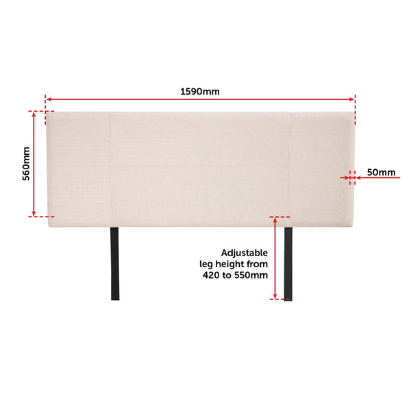 Linen Fabric Queen Bed Headboard Bedhead Beige Headboards & Footboards