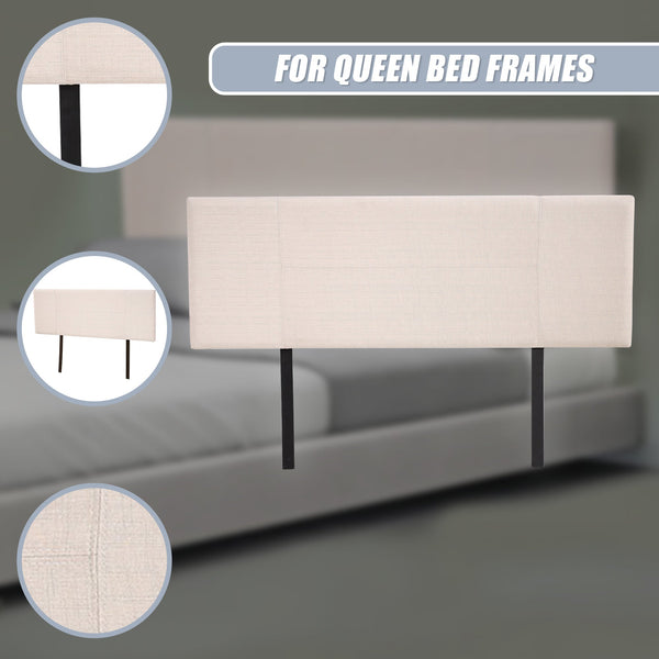 Linen Fabric Queen Bed Headboard Bedhead Beige Headboards & Footboards