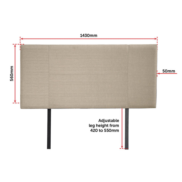 Linen Fabric Double Bed Headboard Bedhead Beige Headboards & Footboards