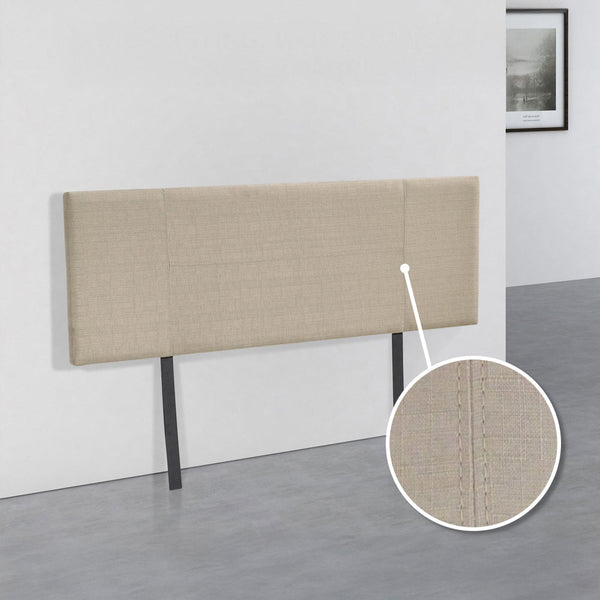 Linen Fabric Double Bed Headboard Bedhead Beige Headboards & Footboards