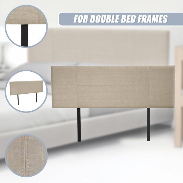 Linen Fabric Double Bed Headboard Bedhead Beige Headboards & Footboards